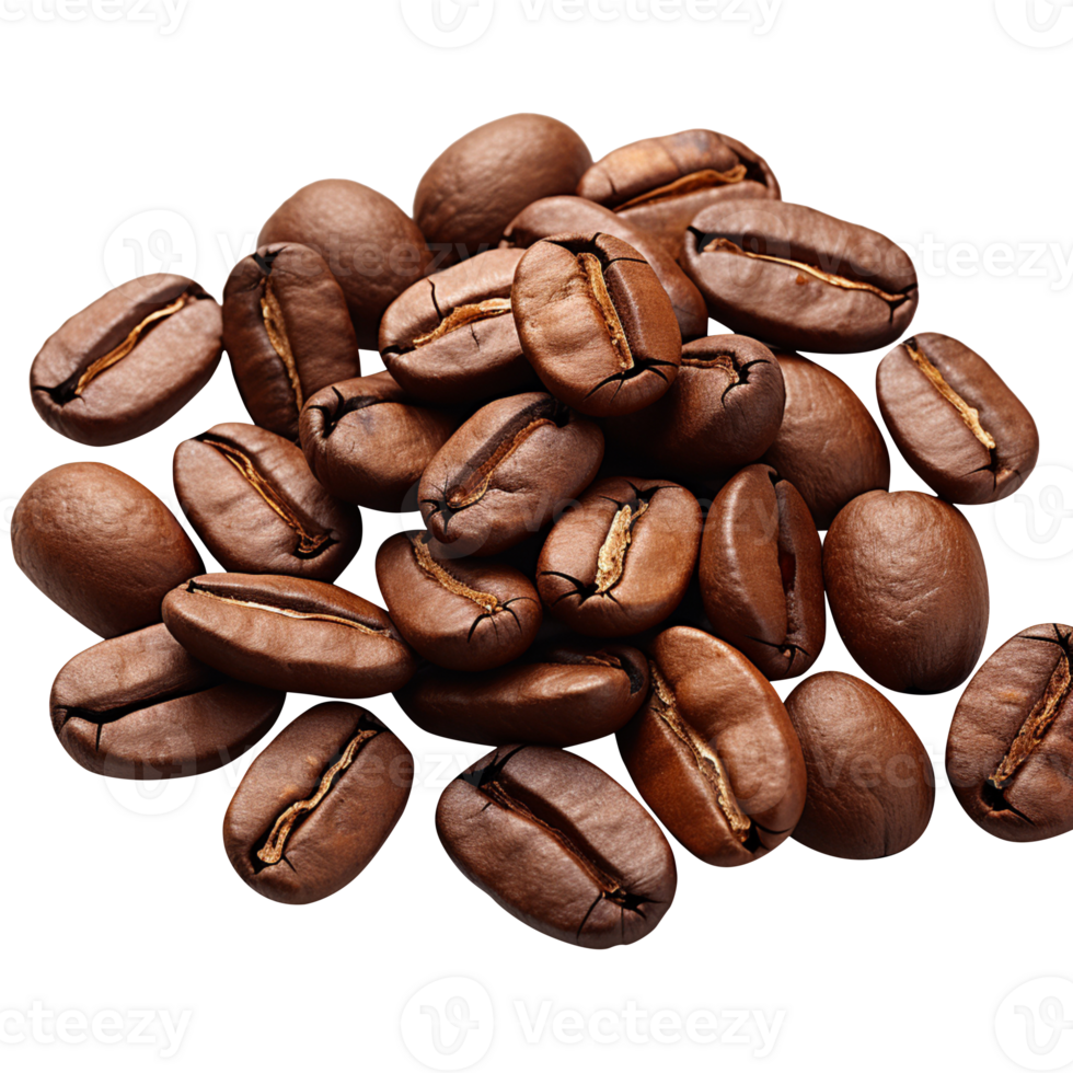 AI generated Roasted coffee beans isolated on transparent background png