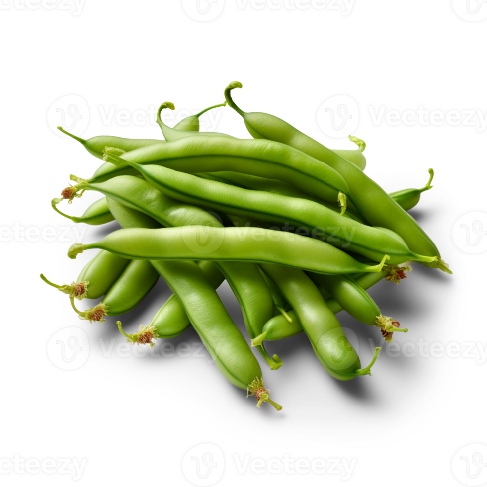AI generated Pile of raw green beans isolated on transparent background png