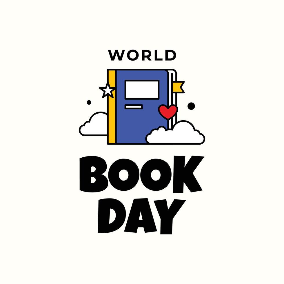 world book day illustration with groovy style vector