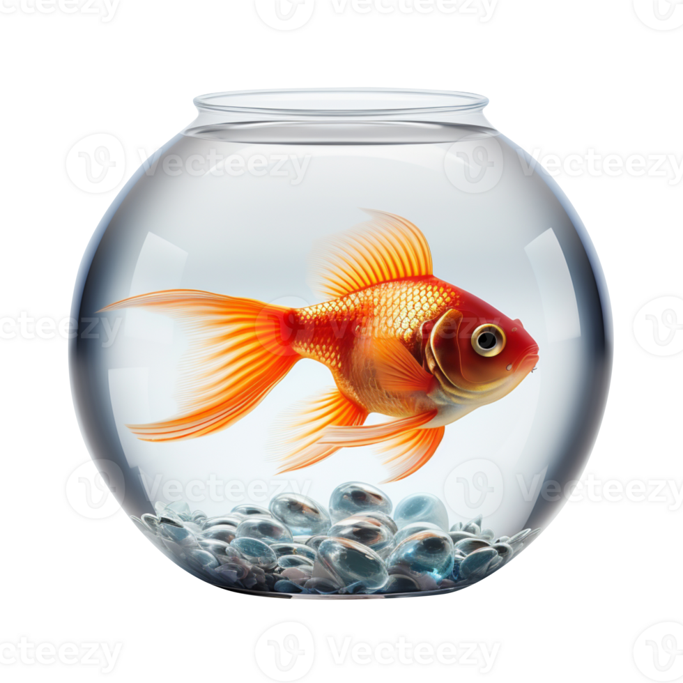 AI generated Goldfish in aquarium isolated on transparent background png