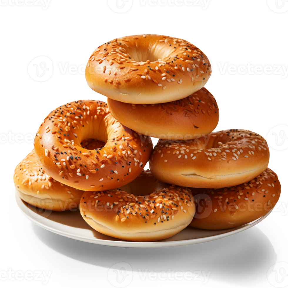 AI generated Variety of Bagels isolated on transparent background png