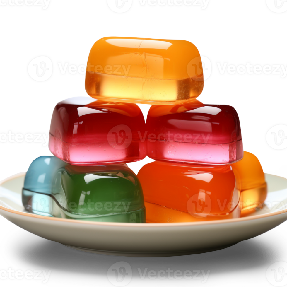AI generated Pile of colourful jelly candies isolated on transparent background png
