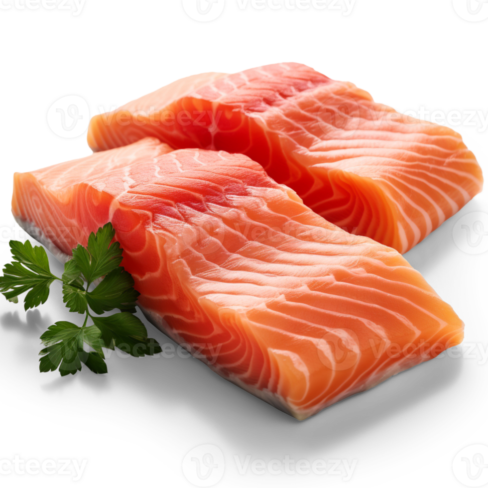 AI generated Slices of salmon on a transparent background png