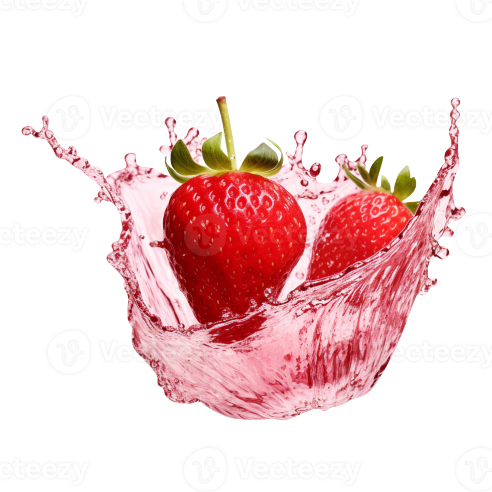 AI generated Strawberry juice splash isolated on transparent background png