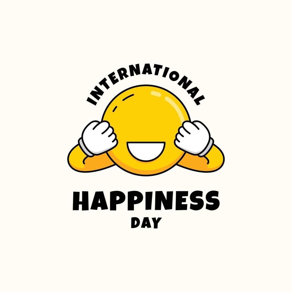 world happiness day illustration with groovy style vector