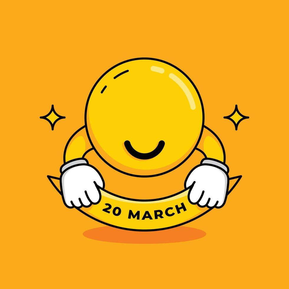 world happiness day illustration with groovy style vector