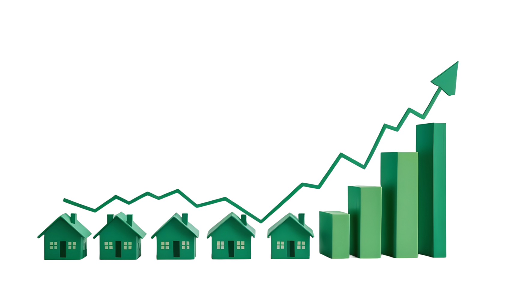 AI generated Upward bar trend line with house isolated on transparent background. fREE PNG