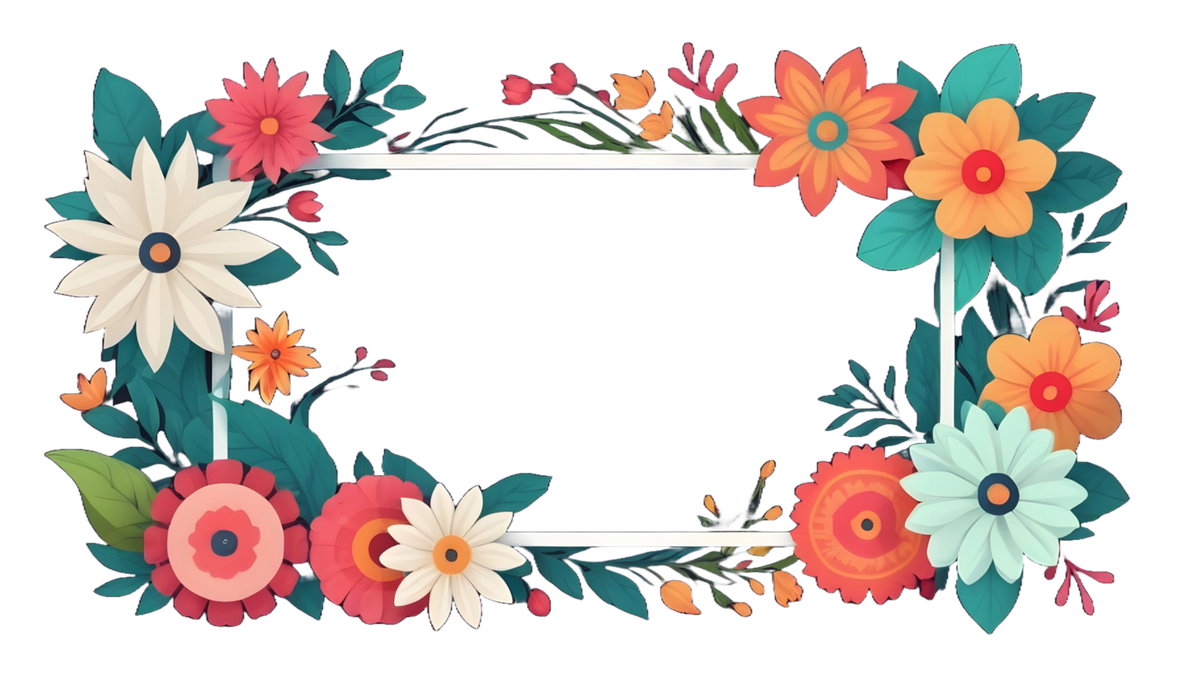 AI generated Floral frame illustration FREE PNG