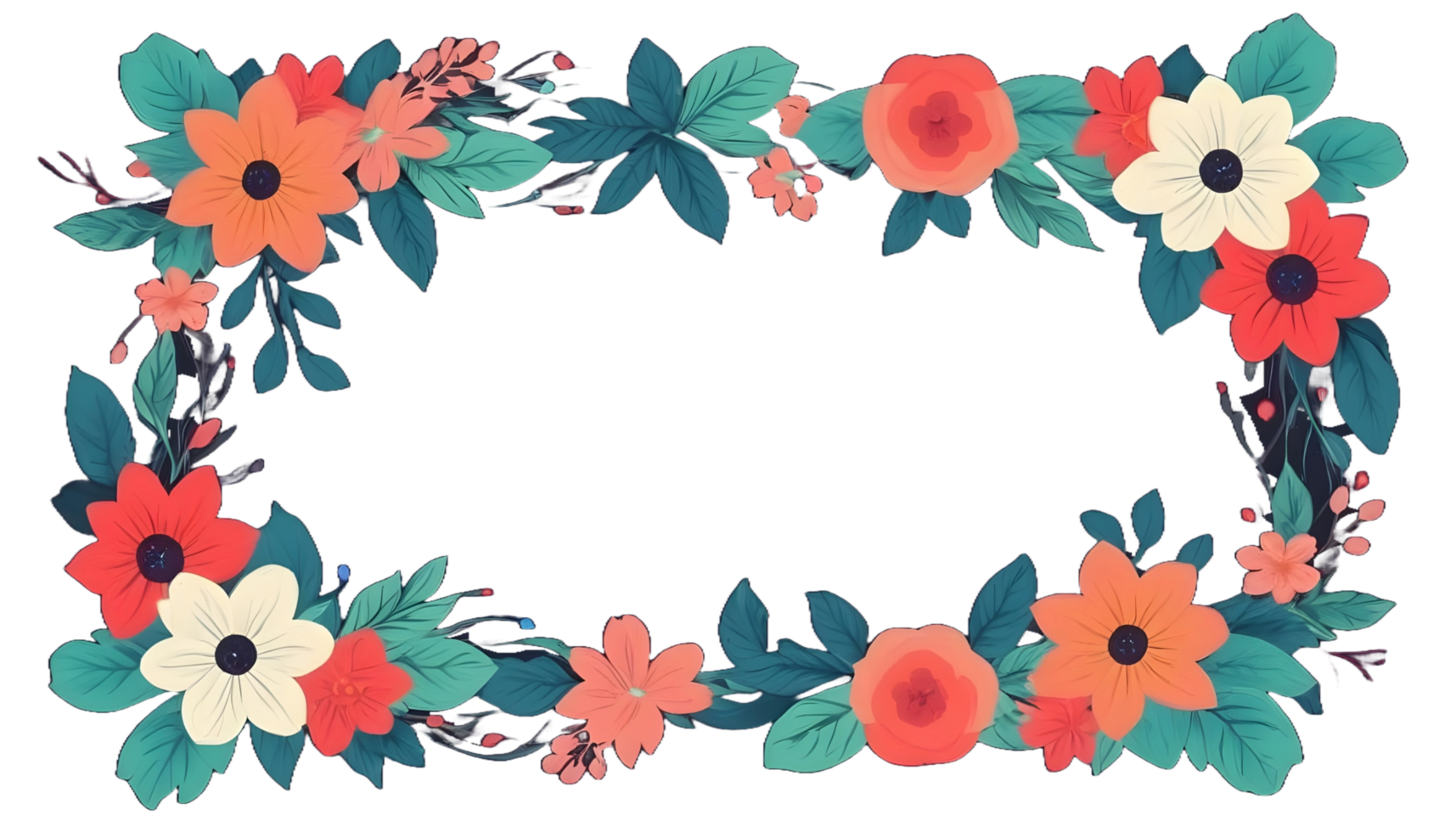 AI generated Floral frame illustration FREE PNG