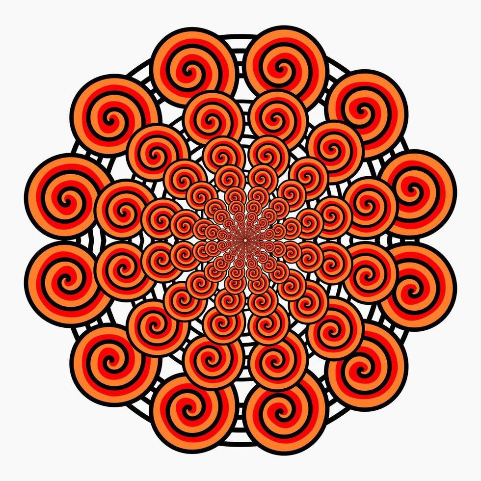 Spiral Mandala illustration. Simple Spiral mandala Orange on the white background vector