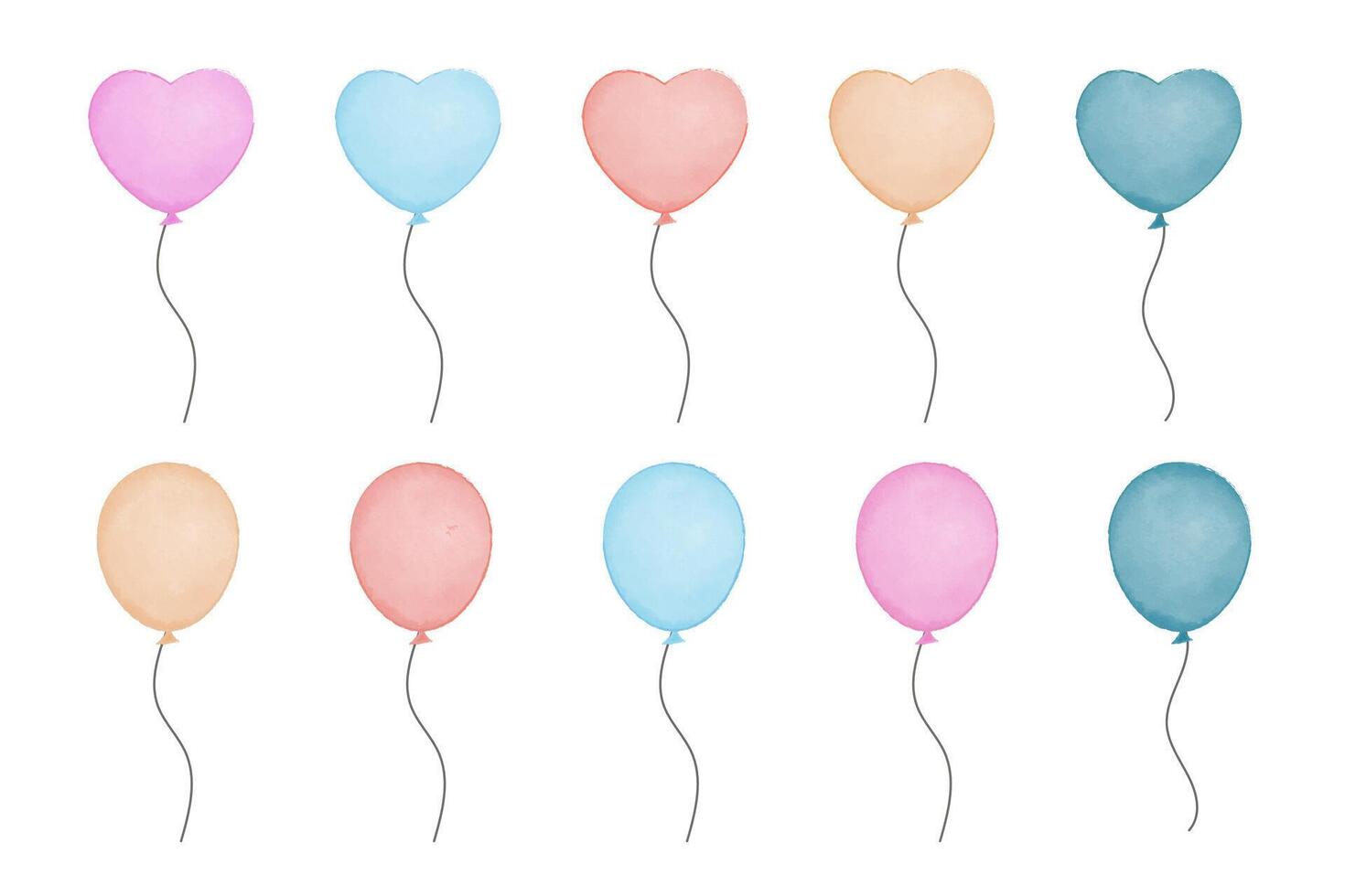 cards for invitation, birthday. watercolor balloons illustration vector