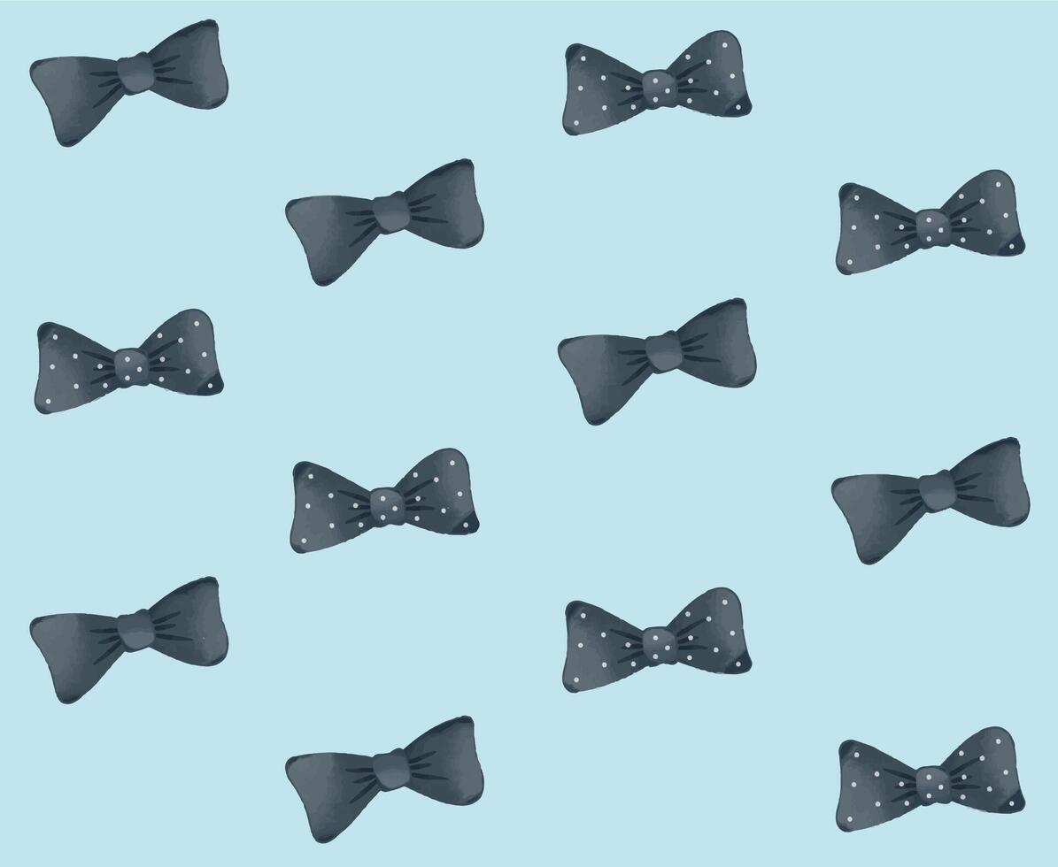 Fathers Day greeting card in blue tones with plaid men's bow tie and modern typography. Fathers Day modern watercolor illustration for web banner, fashion ads, poster, flyer, social media, promo vector