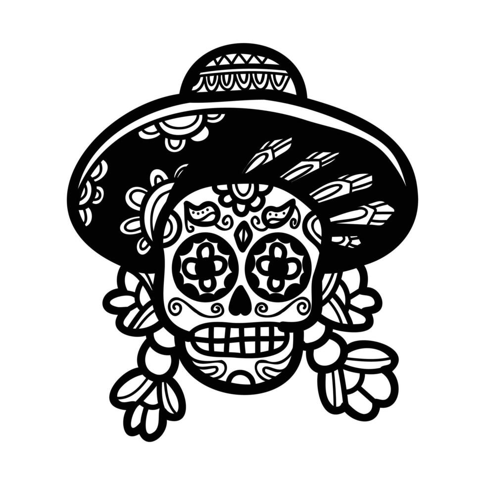 aislar Calavera mexicano cráneo mano dibujado ilustración en antecedentes vector