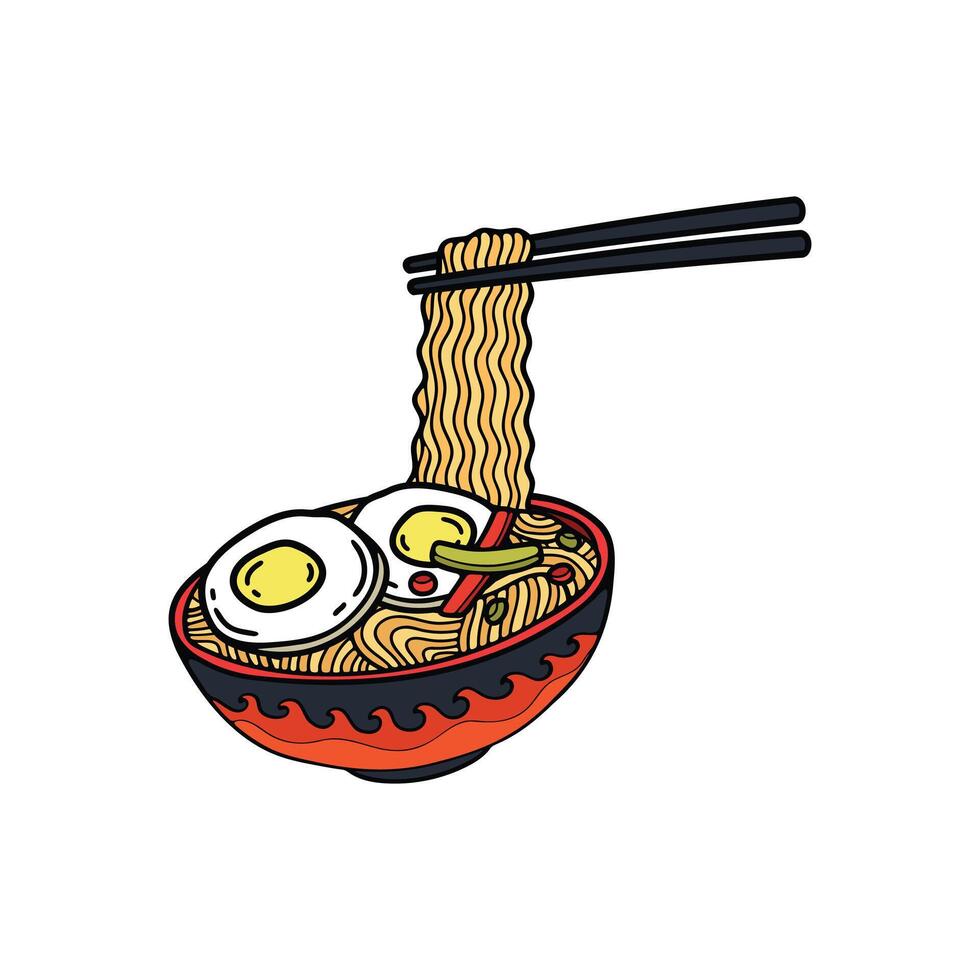 aislar ramen japonés comida plano estilo ilustración vector