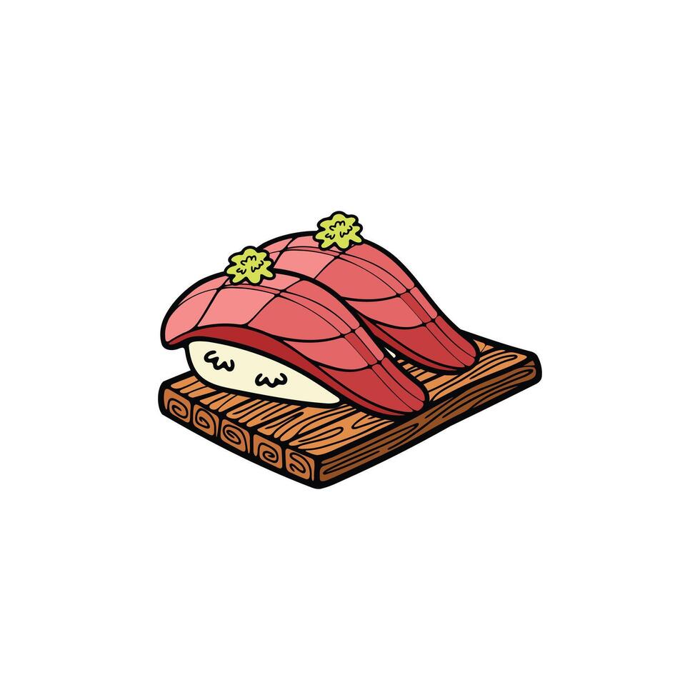 aislar sashimi Sushi japonés comida plano estilo ilustración vector