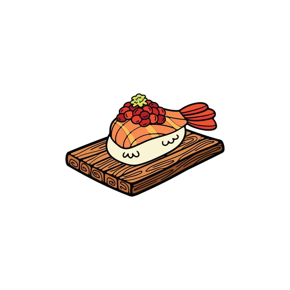 isolate sashimi sushi japanese food flat style illustration vector