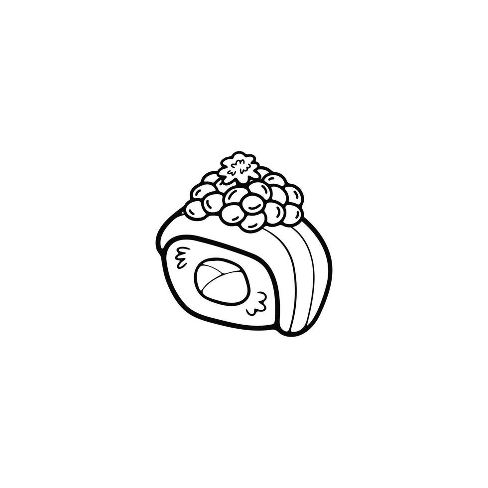 black and white isolate sashimi sushi japanese food flat style illustration vector
