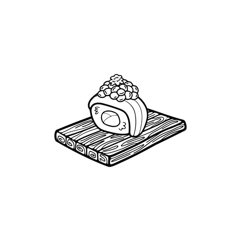 black and white isolate sashimi sushi japanese food flat style illustration vector