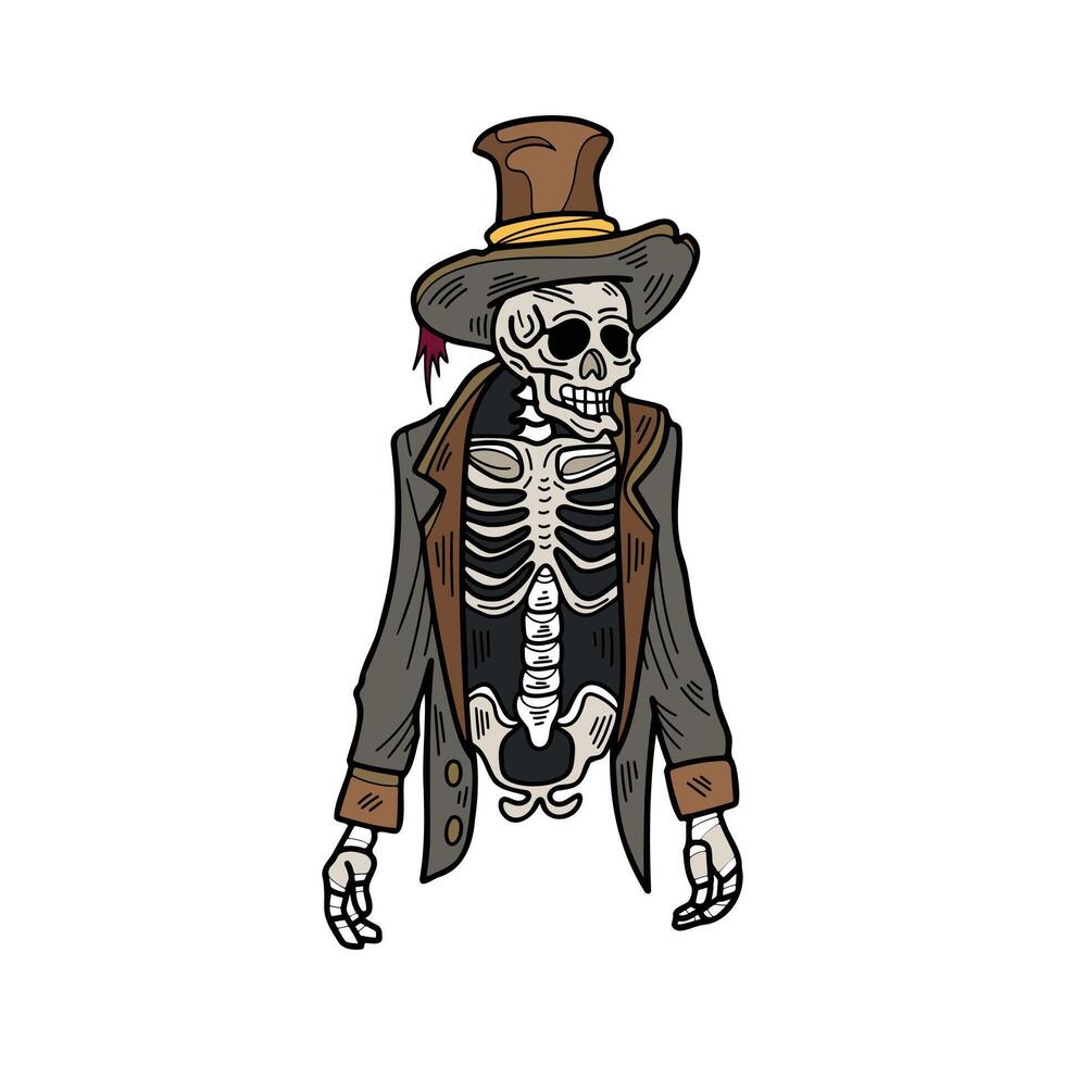 isolate skull character flat illustrator on background vector