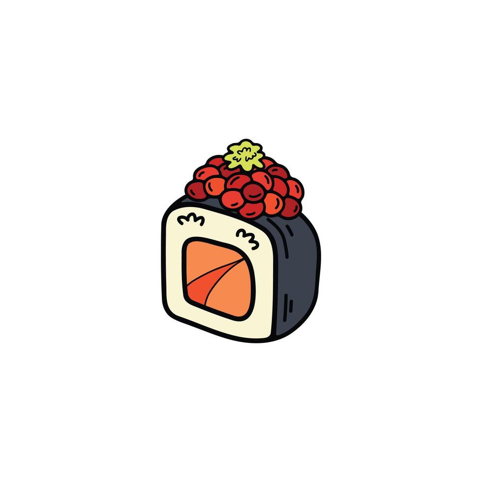 isolate maki sushi japanese food flat style illustration vector
