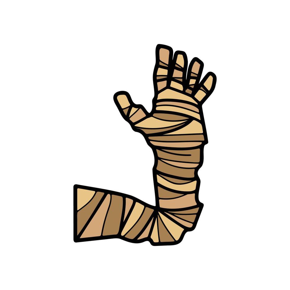 isolate mummy hand character on background vector