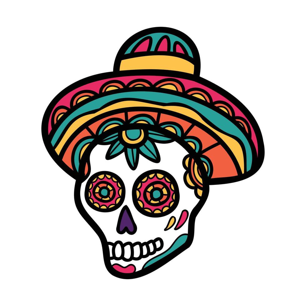 aislar Calavera mexicano cráneo mano dibujado ilustración en antecedentes vector