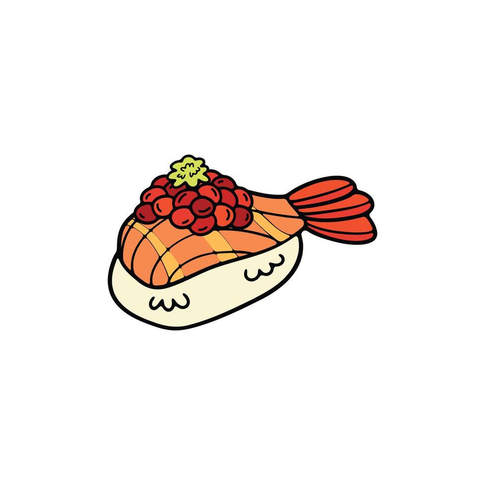 aislar camarón Sushi japonés comida plano estilo ilustración vector