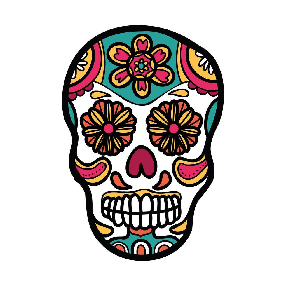 aislar Calavera mexicano cráneo mano dibujado ilustración en antecedentes vector