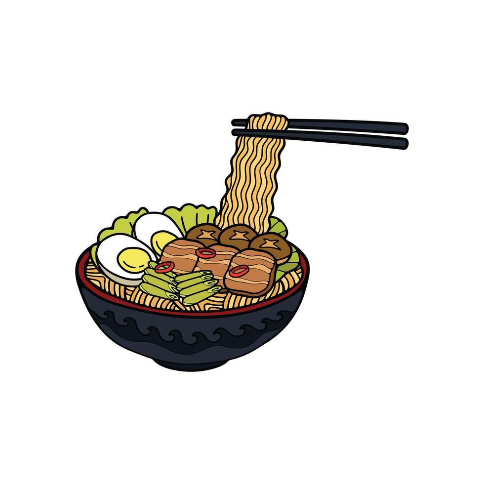 aislar suki yaki japonés comida plano estilo ilustración vector