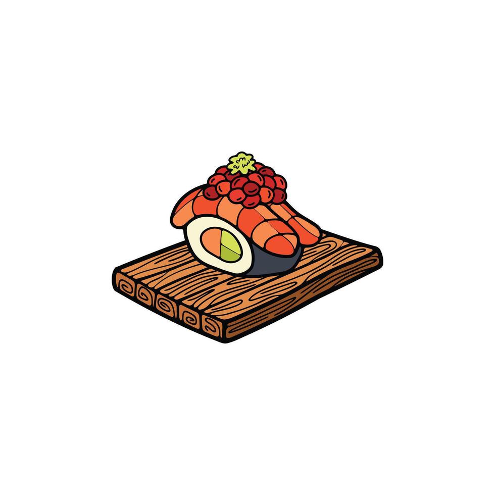 isolate sashimi sushi japanese food flat style illustration vector