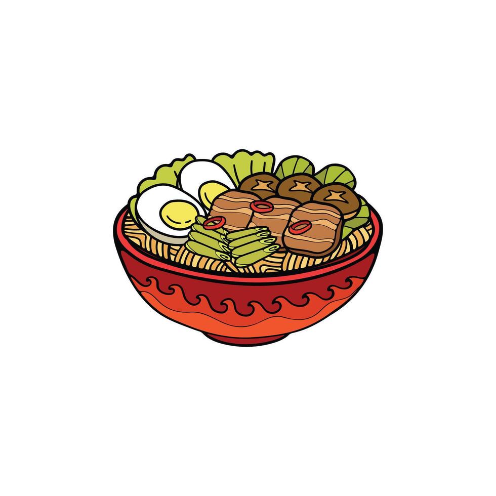 aislar suki yaki japonés comida plano estilo ilustración vector