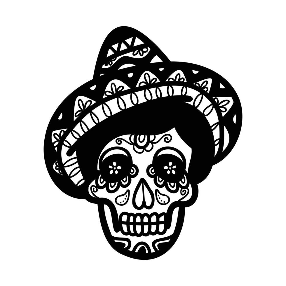 aislar Calavera mexicano cráneo mano dibujado ilustración en antecedentes vector