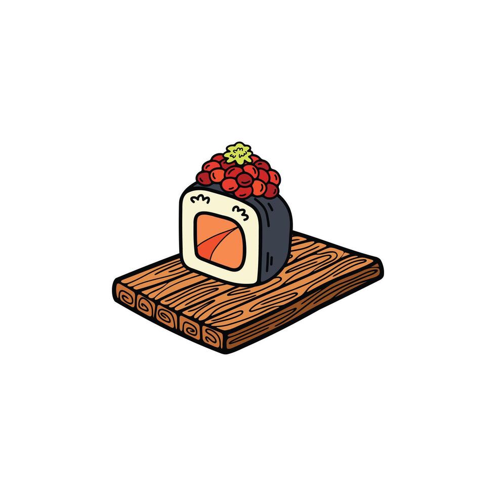 isolate maki sushi japanese food flat style illustration vector