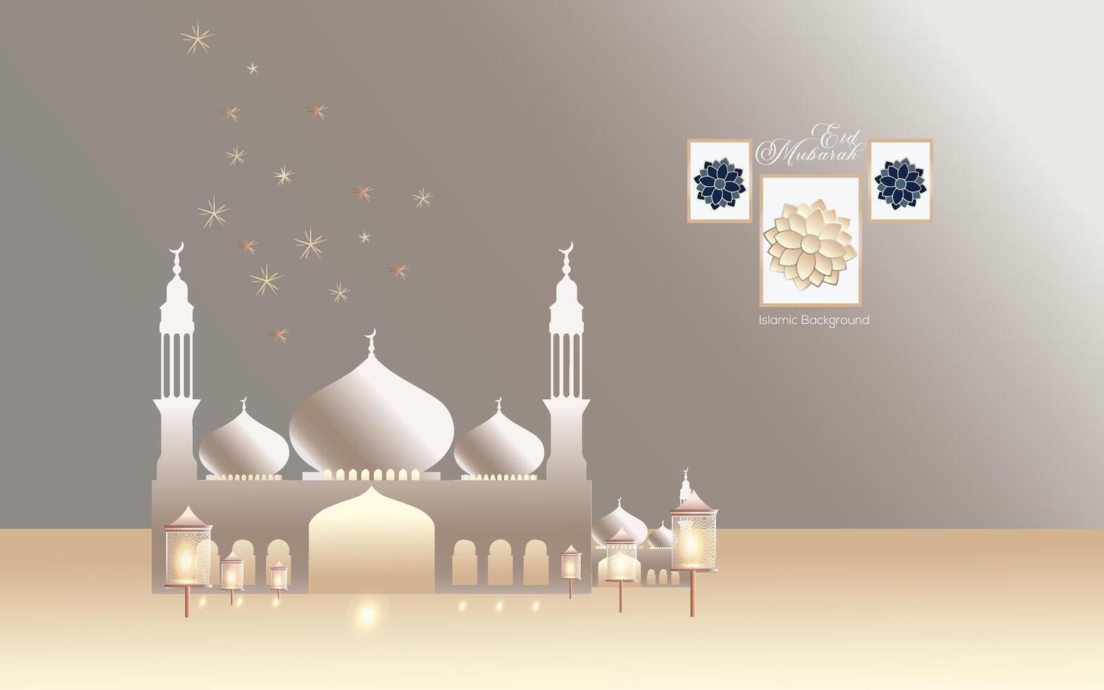 Free Arabian background with ornate lanterns. vector