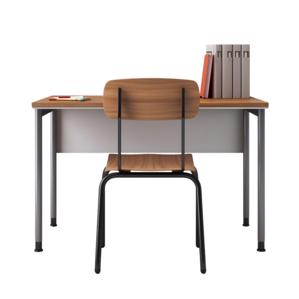 AI generated working table and chairs on transparent background PNG image