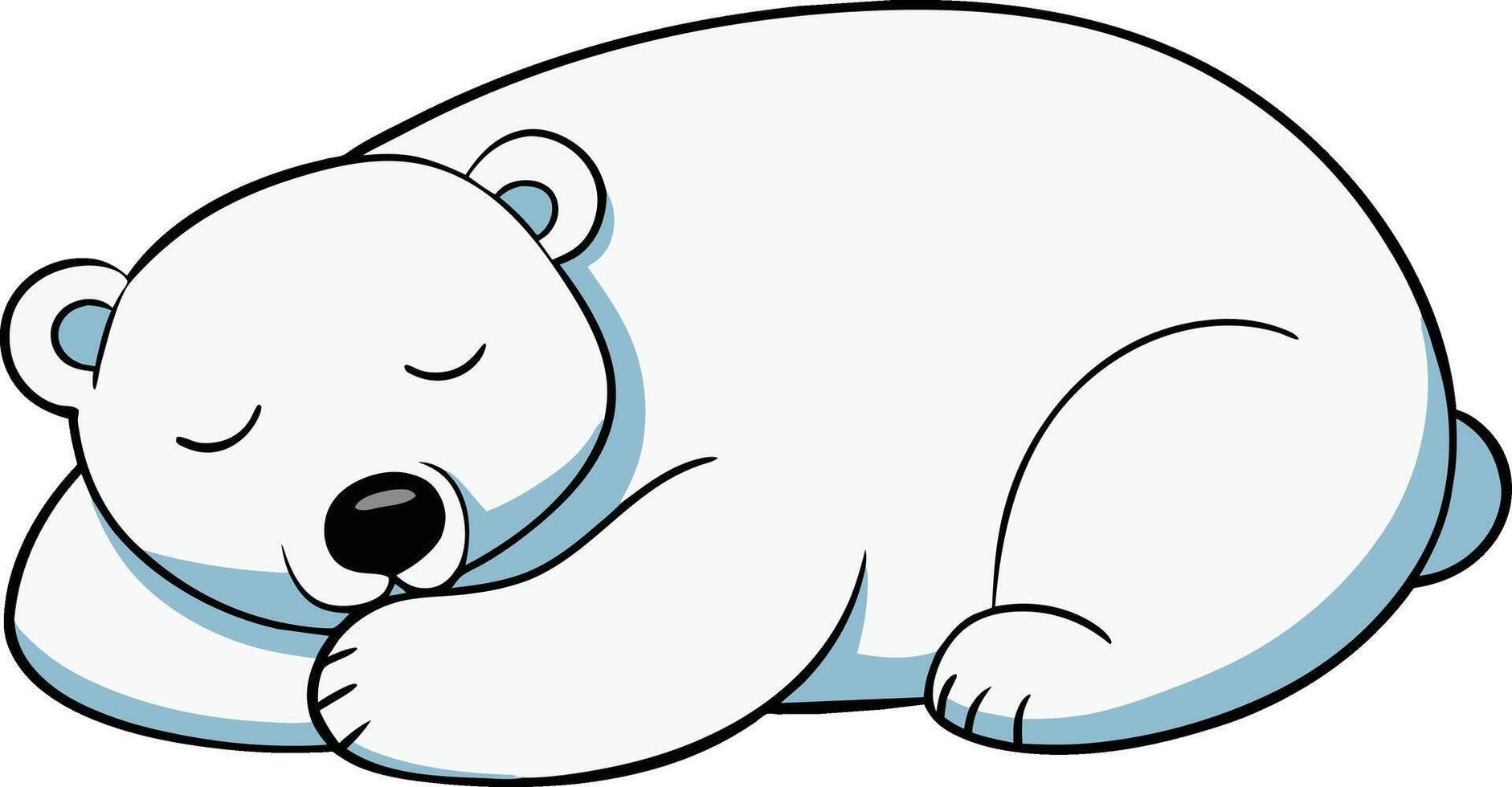 Illustration of a sleeping polar bear on a white background, vector illustration