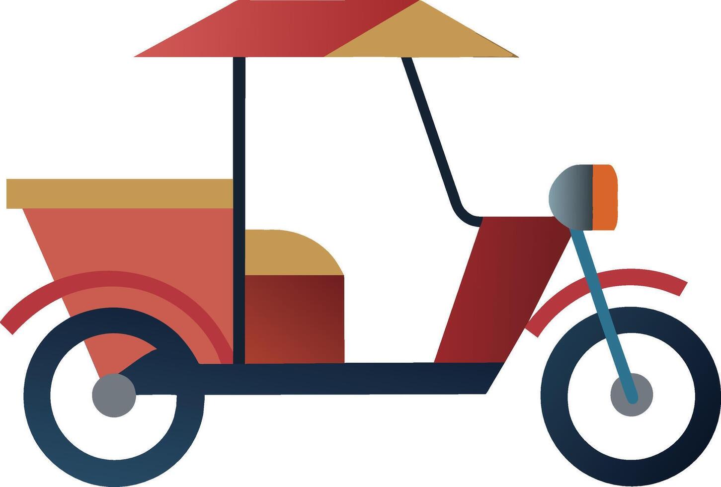 ilustración de un tuk tuk con un bicicleta en aislado blanco antecedentes vector