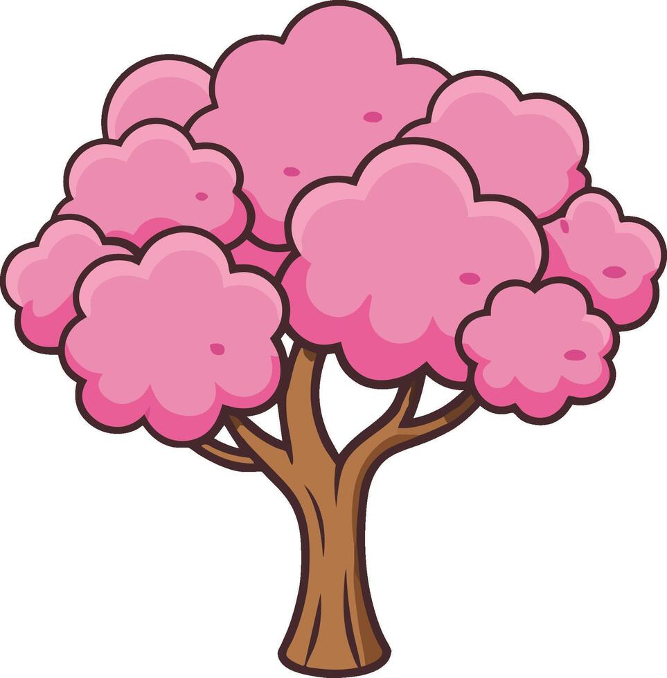 Illustration of a pink sakura tree isolated on a white background vector