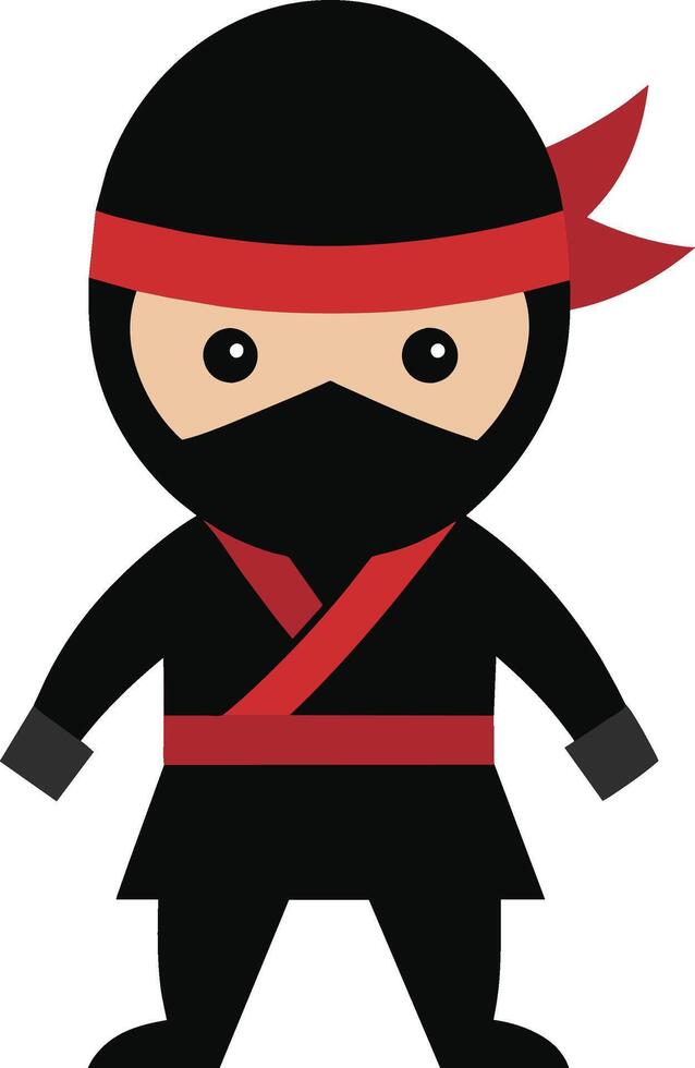 Ninja cute character with flat vector design