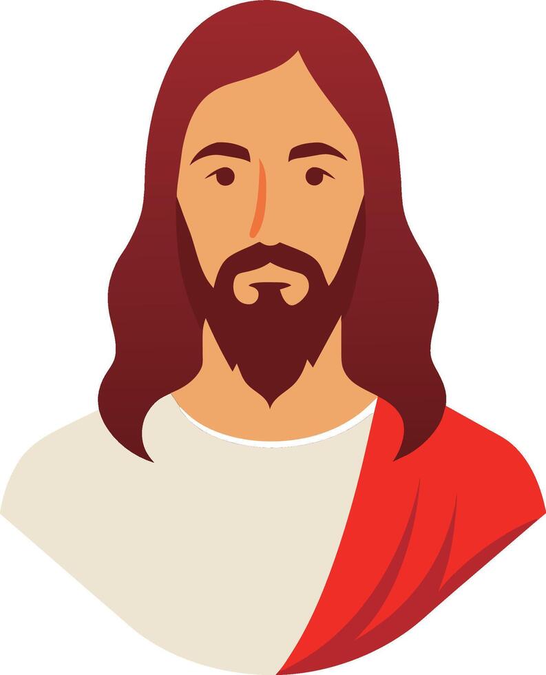 Illustration of a Jesus Christ with a red beard on isolated white background vector