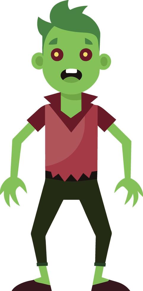 Hand drawn flat halloween zombie vector