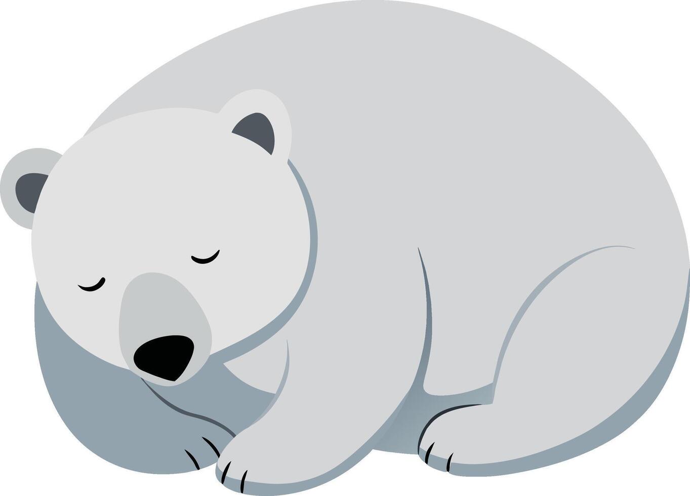 Sleeping polar bear on a white background. Vector illustration.