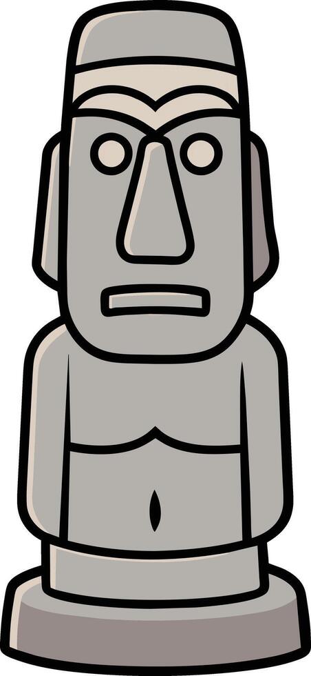 Illustration of an ancient statue of a moai vector