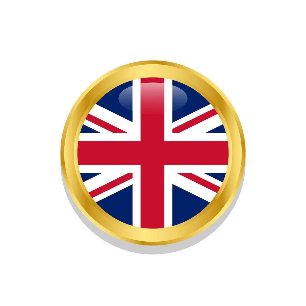 UK flag icon gold frame flat design vector