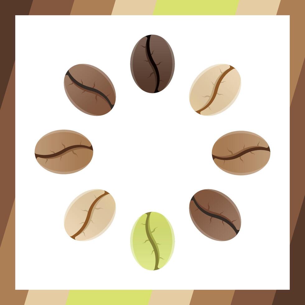 Coffee beans realistic set showing various stages of roasting isolated on white background vector
