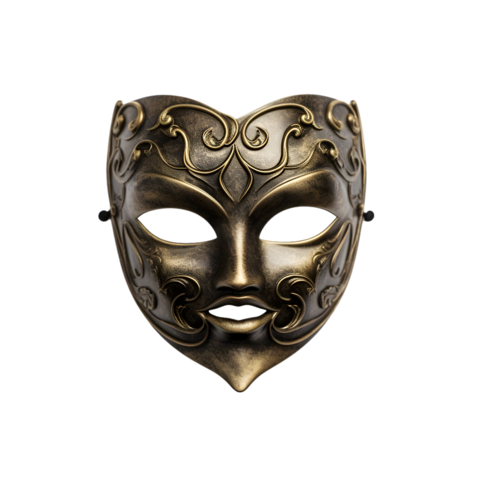 AI generated human face silver mask on transparent background PNG image