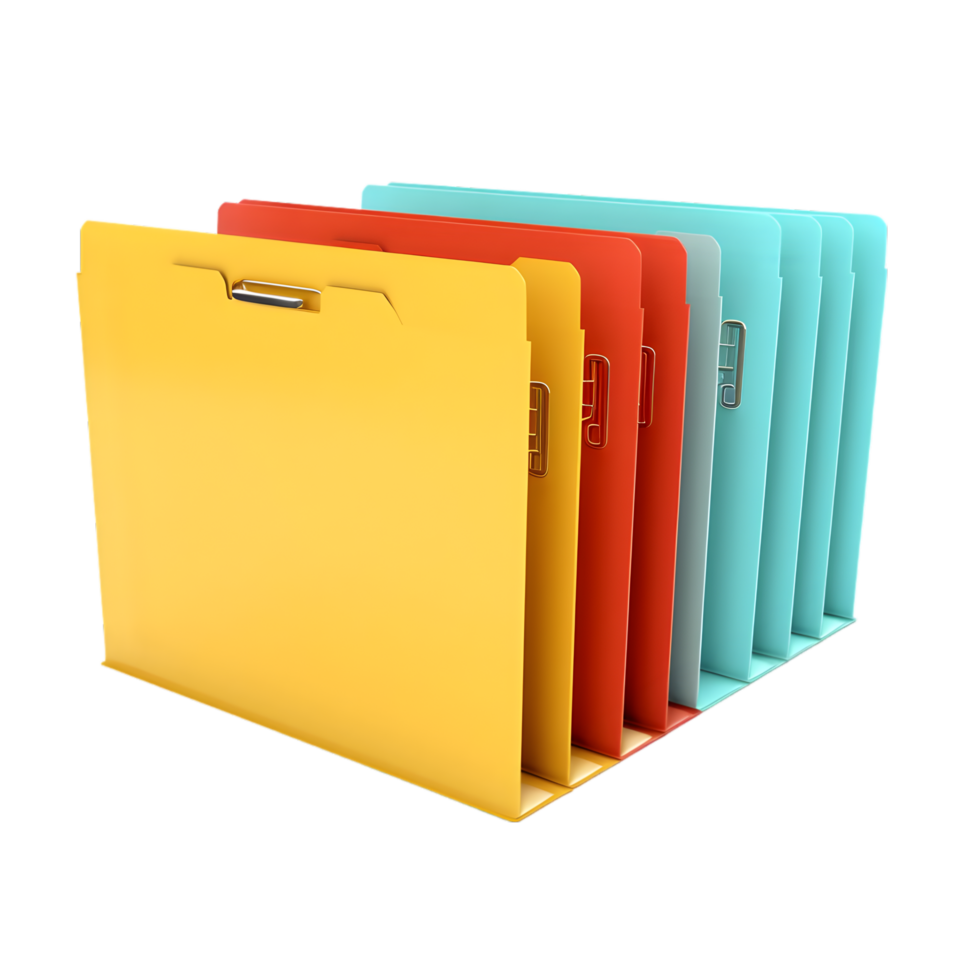 AI generated row of folders on transparent background PNG image