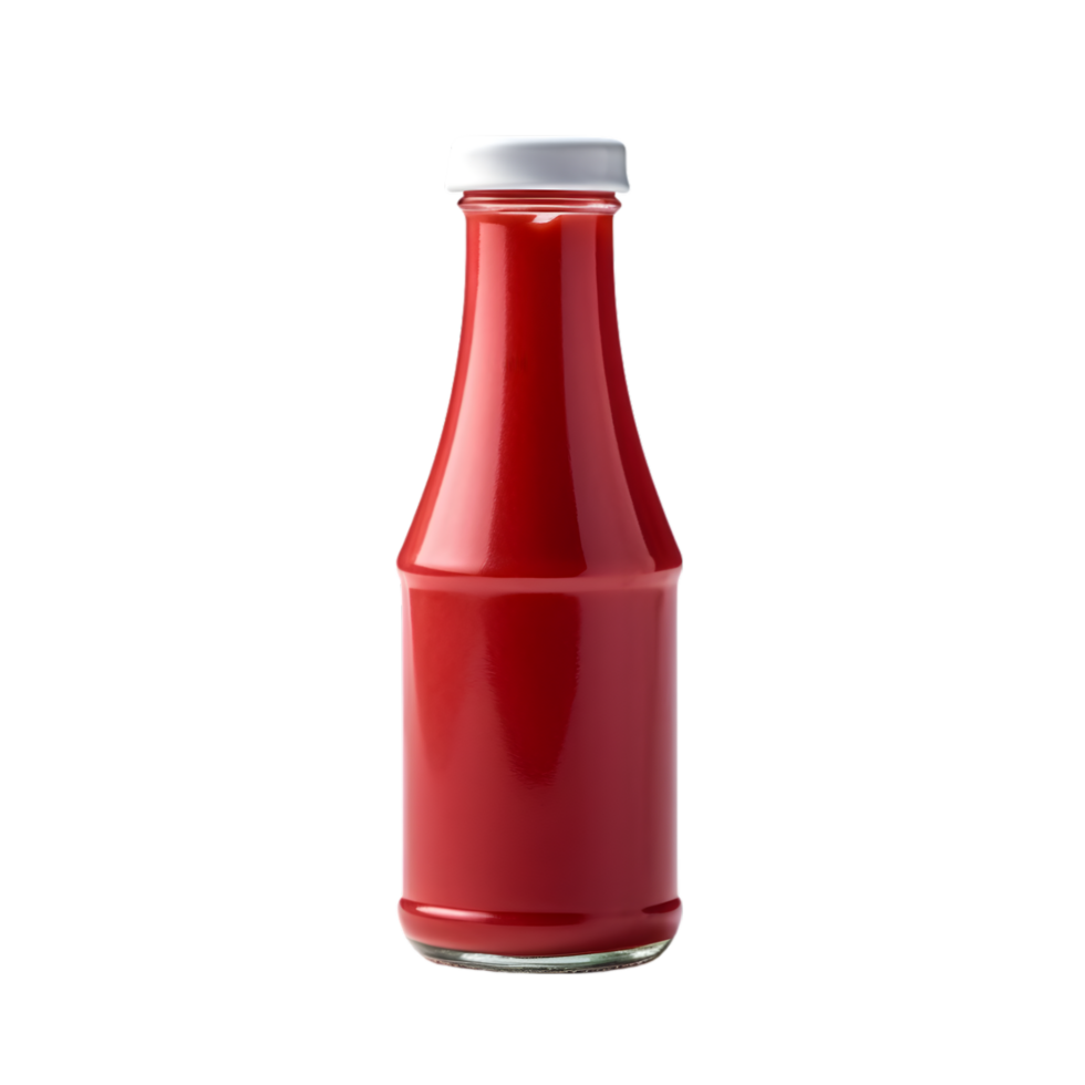 ai generado salsa de tomate botella en transparente antecedentes png imagen