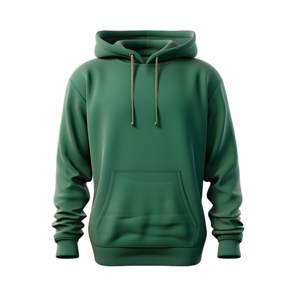 ai gegenereerd groen sweater met kap en trekkoorden Aan transparant achtergrond PNG beeld