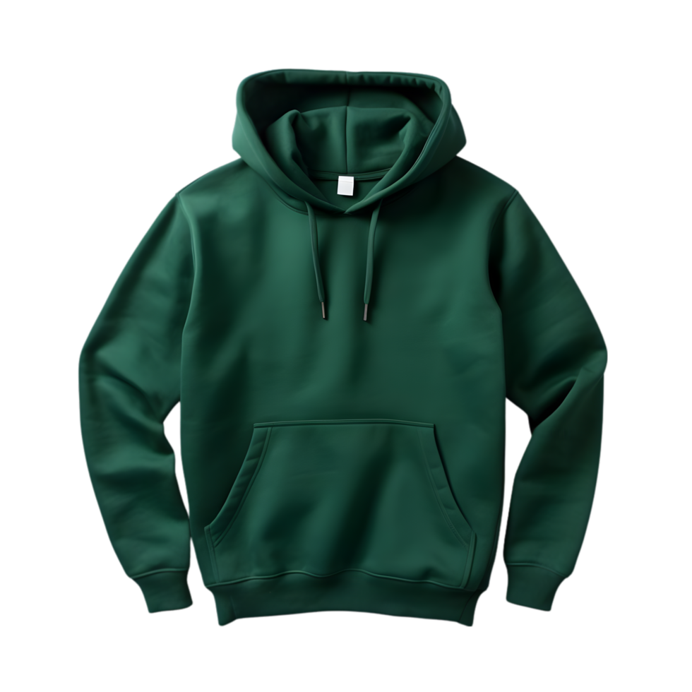 ai gegenereerd groen sweater met kap en trekkoorden Aan transparant achtergrond PNG beeld